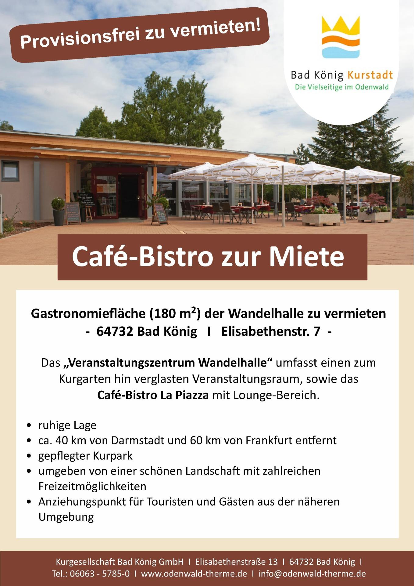 Flyer Café-Bistro zur Miete, Infos im folgenden Text