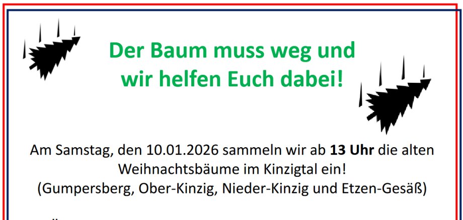Flyer der Feuerwehr Kinzigtal über die Entsorgung der Weihnachtsbäume. Weitere Infos im folgenden Text.