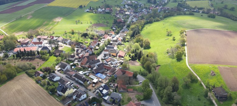 Der Stadtteil Ober-Kinzig aus der Vogelperspektive