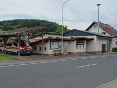 Blick auf das Feuerwehrhaus in Kimbach