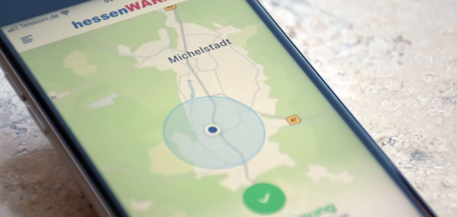 Blick auf die hessenWARN-App