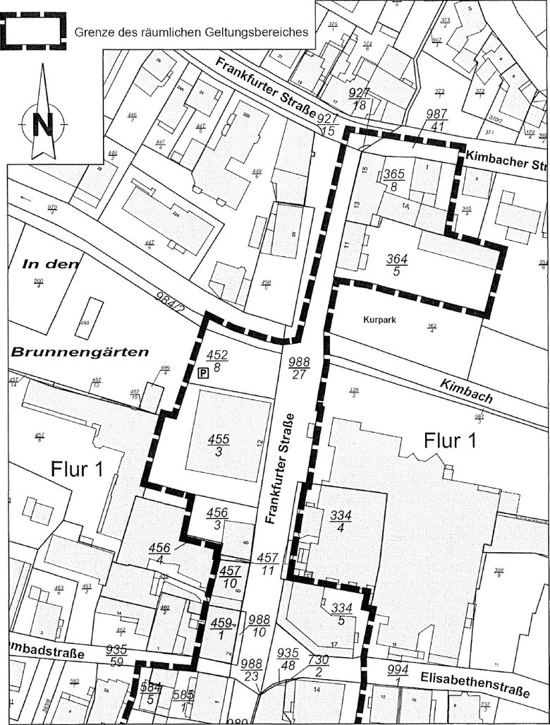 Plan aus dem amtlichen Liegenschaftskatasterinformationssystem über den Geltungsbereich der Veränderungssperre im Nord-Teil