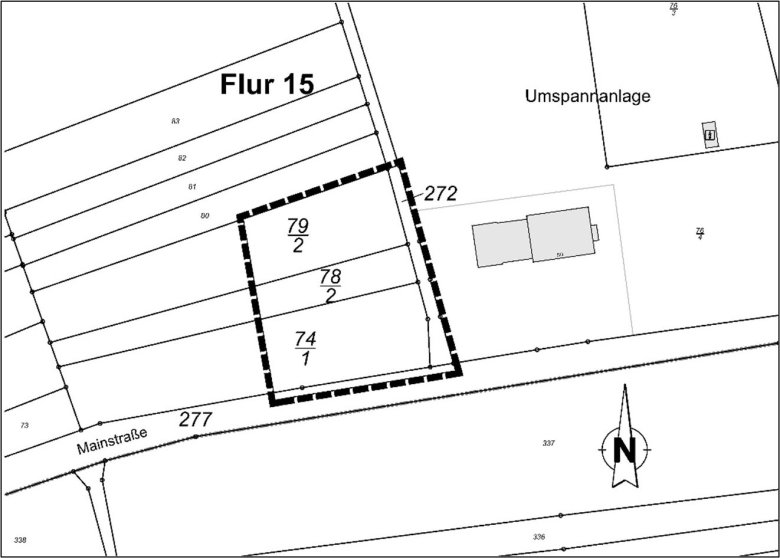 Abbildung aus dem amtlichen Liegenschaftsinformationssystem (ALKIS) der Hessischen Verwaltung für Bodenmanagement und Geoinformation