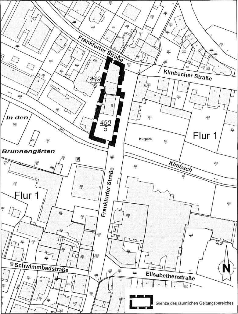 Plan aus dem amtlichen Liegenschaftskataserinformationssystem über den Geltungsbereich der Veränderungssperre des Nord-Teils